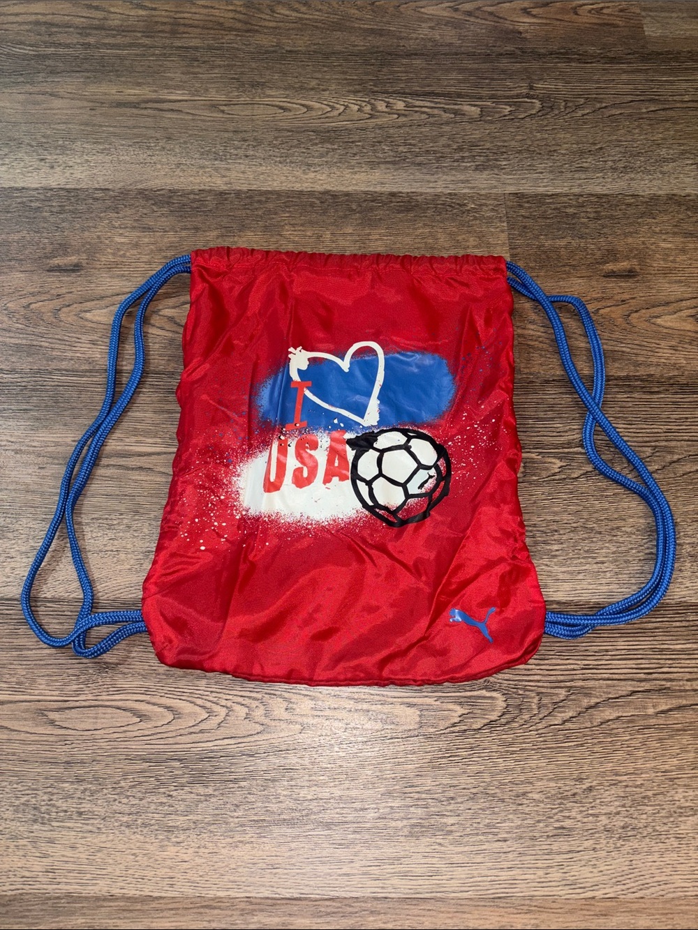 Puma I ❤️ USA Red Drawstring Bag  Soccer Graphic